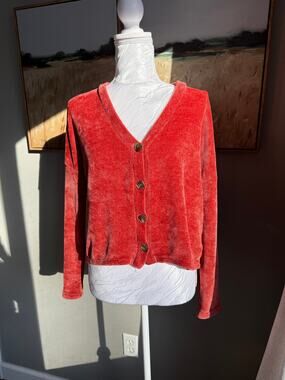 Pink Rose Oversized Ribbed Cardigan Women Small